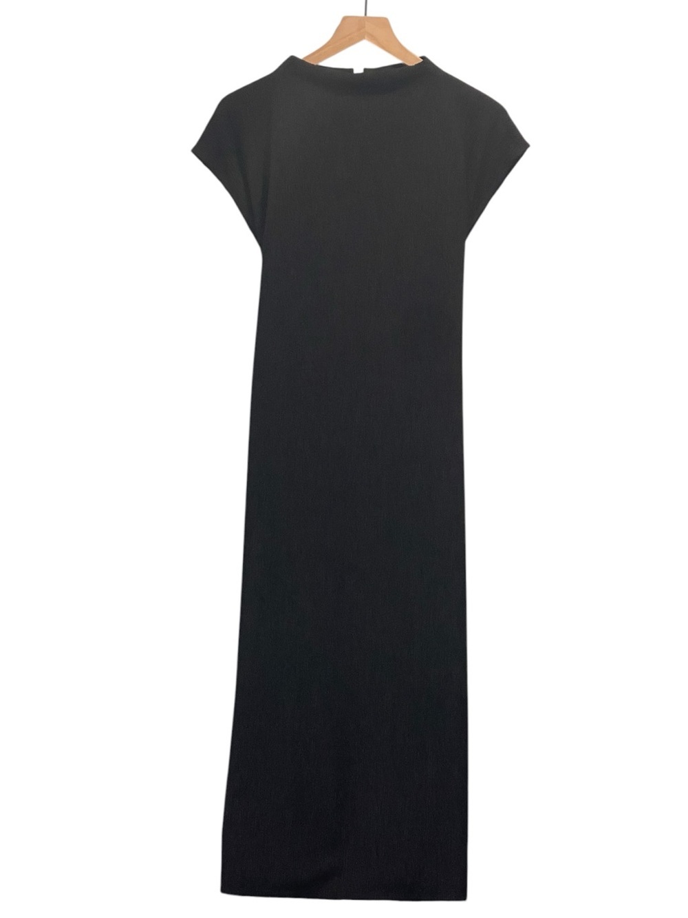 Eileen Fisher Crinkle, Black Funnel Neck Midi
Dress,Cap Sleeve,Elastic Waist-XS - Picture 4 of 16